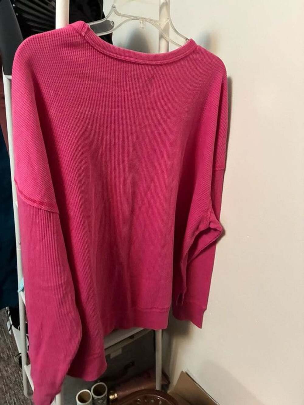 NWT Women’s XXL Seven brand hot pink waffle knit long sleeve shirt - Picture 2 of 3